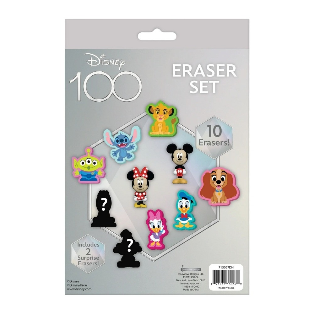 Disney 100 Eraser Set (10 Count W/ 2 Surprise Characters) NEW - Picture 2 of 5